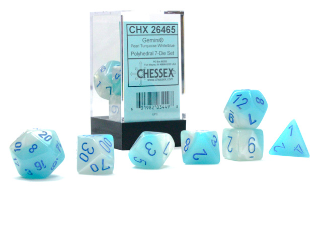 Chessex Chessex Gemini Steel-Teal/White W6 12mm Cubo Set CHX26856 