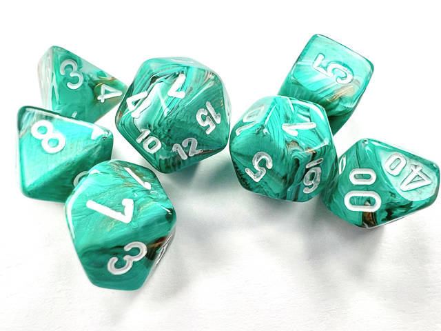 Marble Mini-Polyhedral Oxi-Copper/white 7-Die Set
