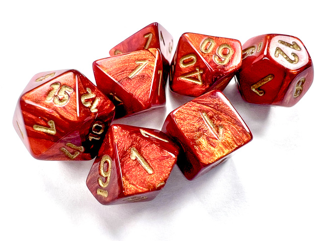 Scarab Mini-Polyhedral Scarlet™/gold 7-Die Set