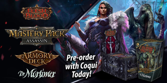 Coqui_FleshandBlood_Assassin_Mortimer_WebSlider Flesh and Blood TCG: Mastery Pack Assassin & Mortimer Armory Deck — Legend Story Studios